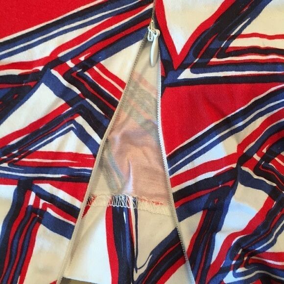 Focus 2000 pencil skirt red white blue abstract print stretch zippers 8 - Picture 5 of 7